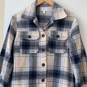 Time and Tru Blue Plaid Shacket with Pockets